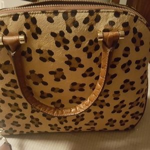 Chicos Leopard print haircalf tote with wallet